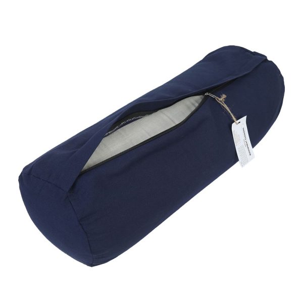 Cotton Iyengar Yoga Round Bolster Blue.100% Cotton outer cover, Washable and Removable with Re-fillable Inner in Cotton.