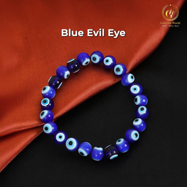 Evil Eye Bracelet for Men & Women - 8mm (BLUE).Unisex Healing Stone Bracelet- 8mm.Reiki Healing Crystal Stone/AAA Quality/Lab Tested & Certified.
