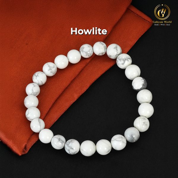 Howlite Bracelet for Men and Women | 8 mm Round Cut Beads | Unisex Healing Stone Bracelet for Calmness and Stress Relief.Reiki Healing Crystal Stone/AAA Quality/Lab Tested & Certified.