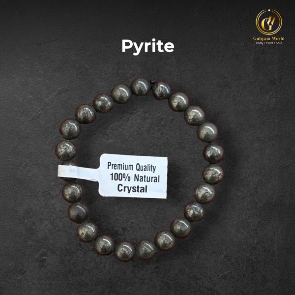 Pyrite Natural Bracelet for Men & Women Money Magnet Abundance Wealth Healing Crystal Stone Bracelet Beads Size: 8mm.Reiki Healing Crystal Stone/AAA Quality/Lab Tested & Certified.