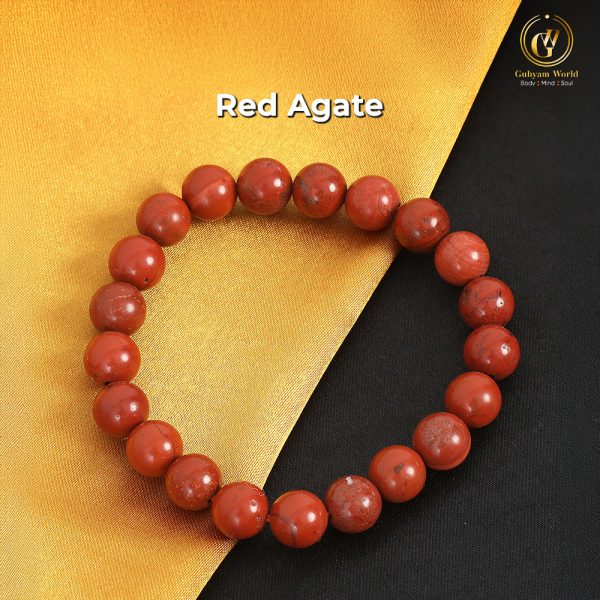 Red Agate Bracelet for Men and Women - 8mm. Reiki Healing Crystal Stone/AAA Quality/Lab Tested & Certified.