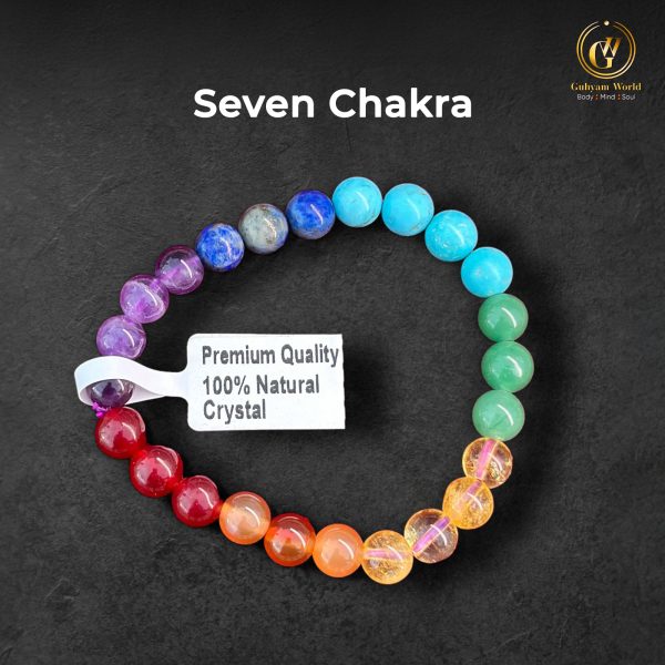 Seven Chakra Bracelet Healing 7 Chakra Armlet 8mm Beads Bracelet | Unisex-Adult - 8mm.Reiki Healing Crystal Stone/AAA Quality/Lab Tested & Certified.