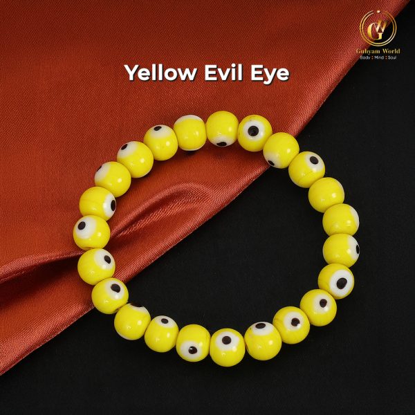 Evil Eye Bracelet for Men & Women - 8mm (Yellow). | Reiki Healing Crystal Stone/AAA Quality/Lab Tested & Certified.