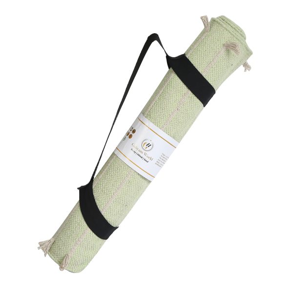 Cotton Yoga Mat | Comfortable and Firm Cushioning | Sweat Resistant and Washable | Green