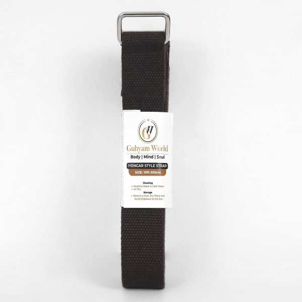 8 Feet Cotton Yoga Strap | Stretchable & Flexible, Cotton Material, Durable and Comfy Texture - Perfect for Your Yoga Session | Black