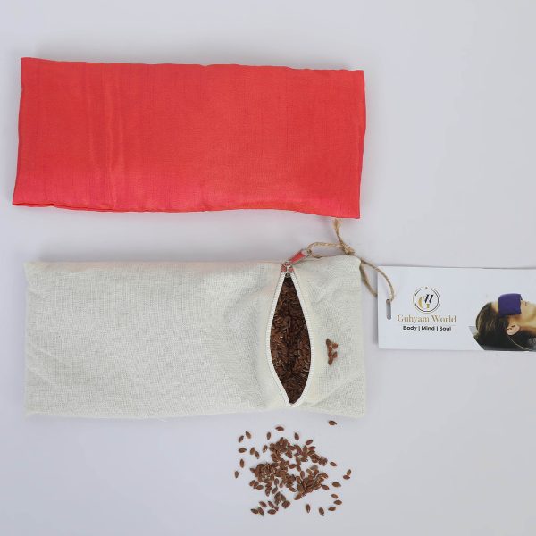 Eye Pillow with flax seeds and Lavendar Buds - Eye Pillow Cover for Relaxing Yoga Spa Meditation with Washable Outer cover | Red