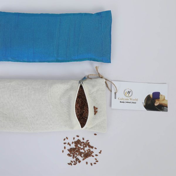 Eye Pillow with flax seeds and Lavendar Buds - Eye Pillow Cover for Relaxing Yoga Spa Meditation with Washable Outer cover | Blue